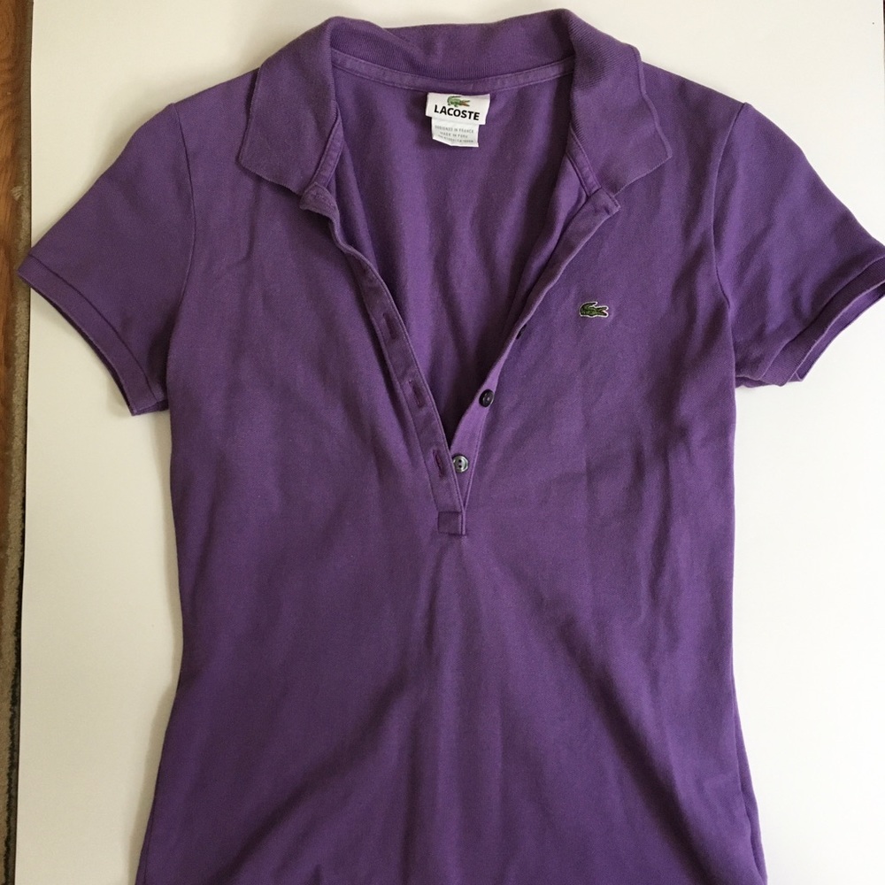 Women’s Purple Lacoste Collared Shirt, 38